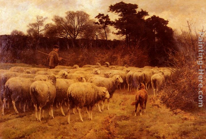 Return of the Flock painting - Cornelis van Leemputten Return of the Flock art painting